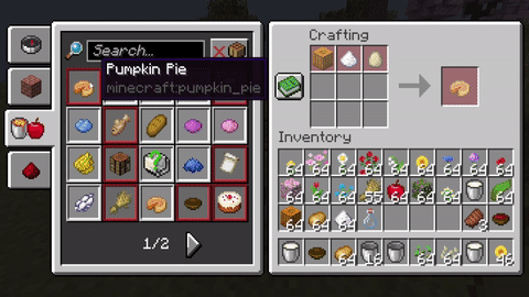 Example of the in-game view of the recipe book
